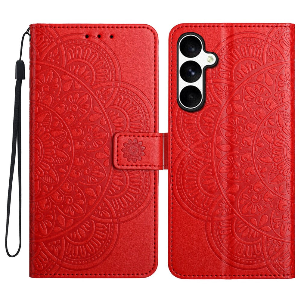 For Samsung Galaxy S25 FE Leather Case with Card Slots Mandala Pattern Phone Cover Stand