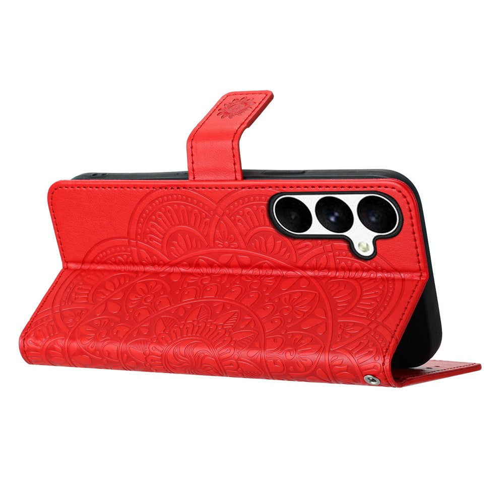 For Samsung Galaxy S25 FE Leather Case with Card Slots Mandala Pattern Phone Cover Stand