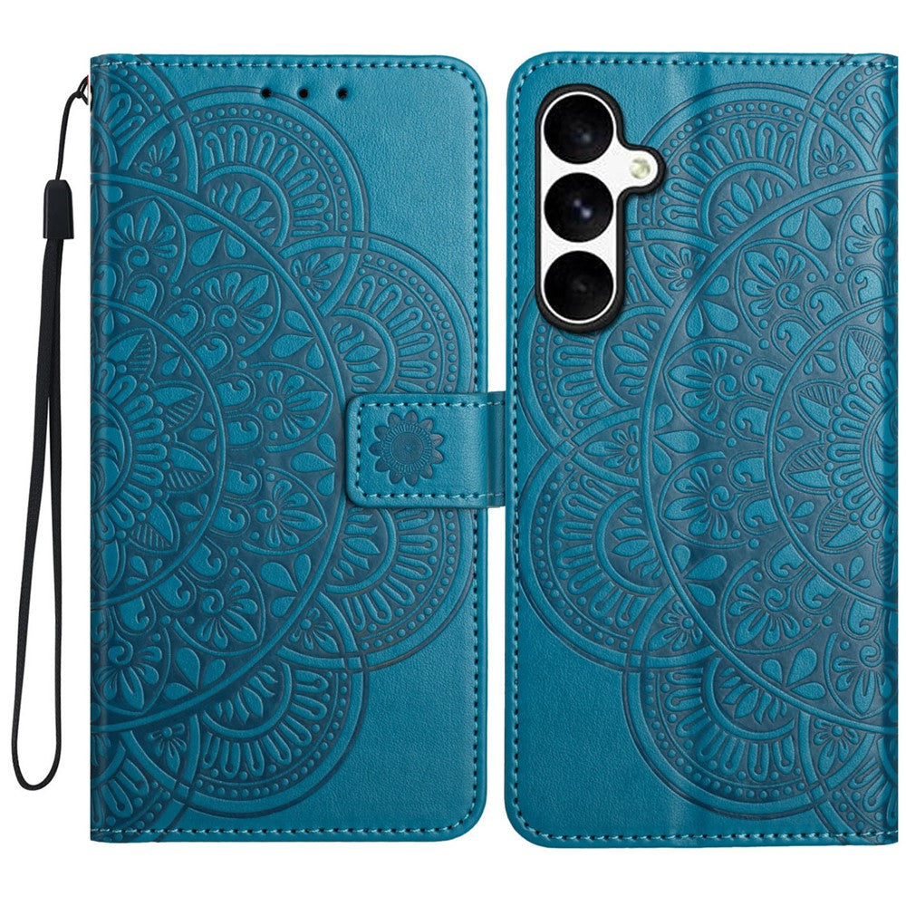For Samsung Galaxy S25 FE Leather Case with Card Slots Mandala Pattern Phone Cover Stand