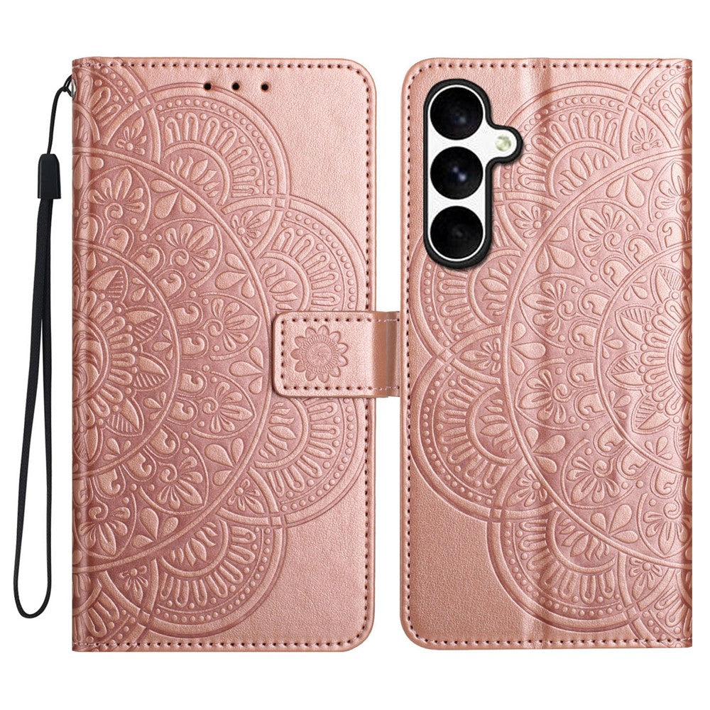 For Samsung Galaxy S25 FE Leather Case with Card Slots Mandala Pattern Phone Cover Stand