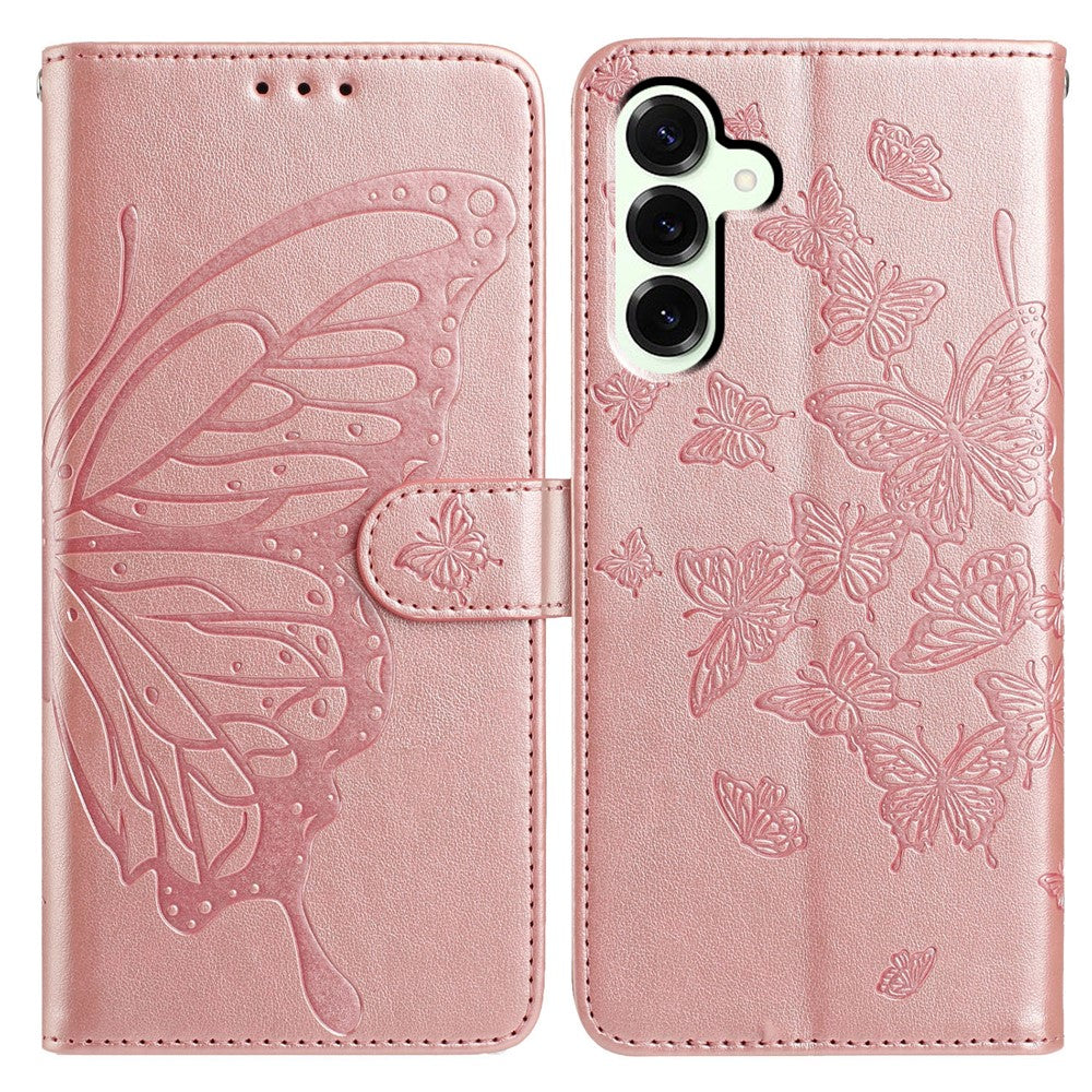 For Samsung Galaxy M36 5G Case Butterfly Imprinted Wallet Stand PU Leather Flip Phone Cover with Strap