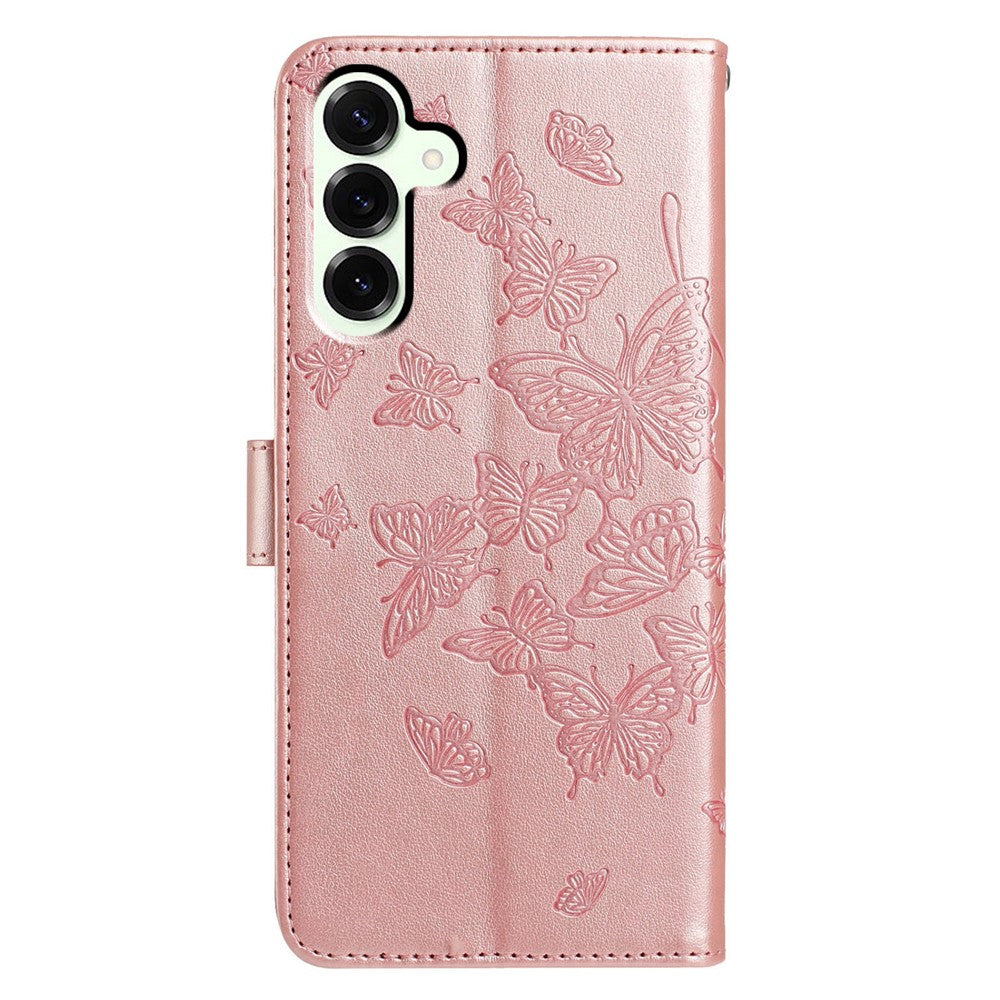 For Samsung Galaxy M36 5G Case Butterfly Imprinted Wallet Stand PU Leather Flip Phone Cover with Strap