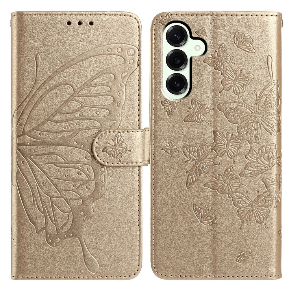 For Samsung Galaxy M36 5G Case Butterfly Imprinted Wallet Stand PU Leather Flip Phone Cover with Strap