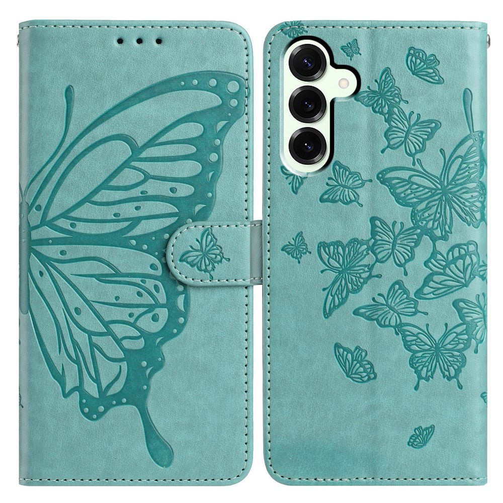 For Samsung Galaxy M36 5G Case Butterfly Imprinted Wallet Stand PU Leather Flip Phone Cover with Strap