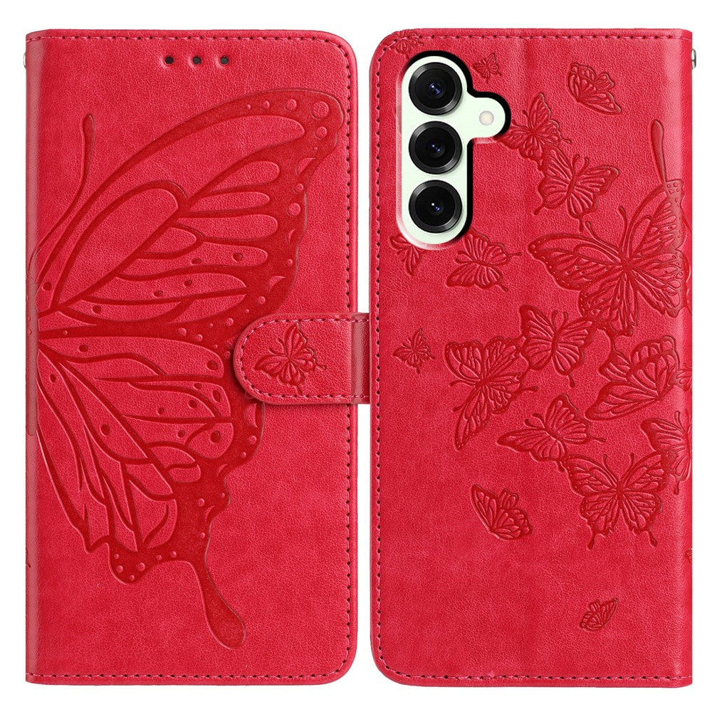 For Samsung Galaxy M36 5G Case Butterfly Imprinted Wallet Stand PU Leather Flip Phone Cover with Strap