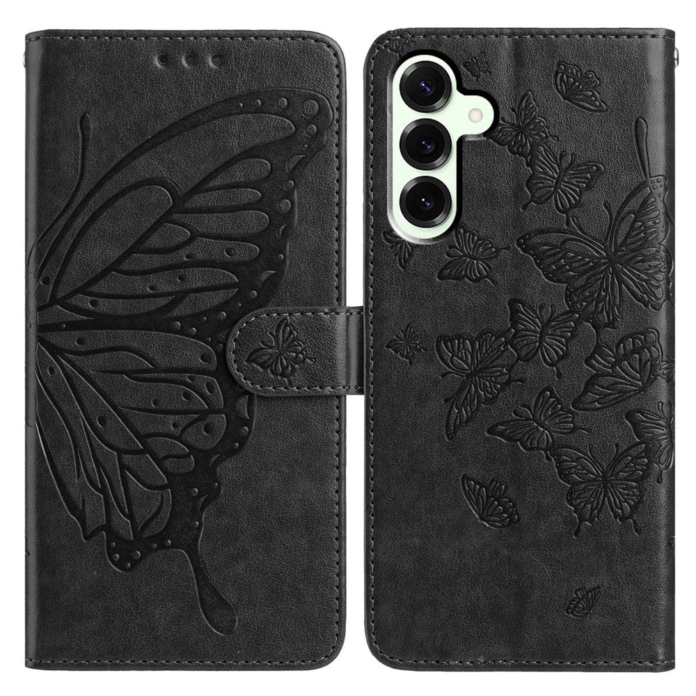 For Samsung Galaxy M36 5G Case Butterfly Imprinted Wallet Stand PU Leather Flip Phone Cover with Strap