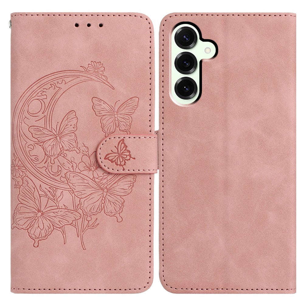 For Samsung Galaxy M36 5G Case Butterfly Flower Imprinted PU Leather Wallet Stand Phone Cover
