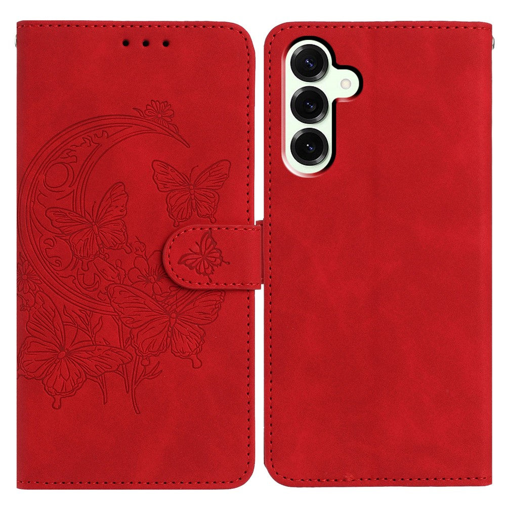 For Samsung Galaxy M36 5G Case Butterfly Flower Imprinted PU Leather Wallet Stand Phone Cover