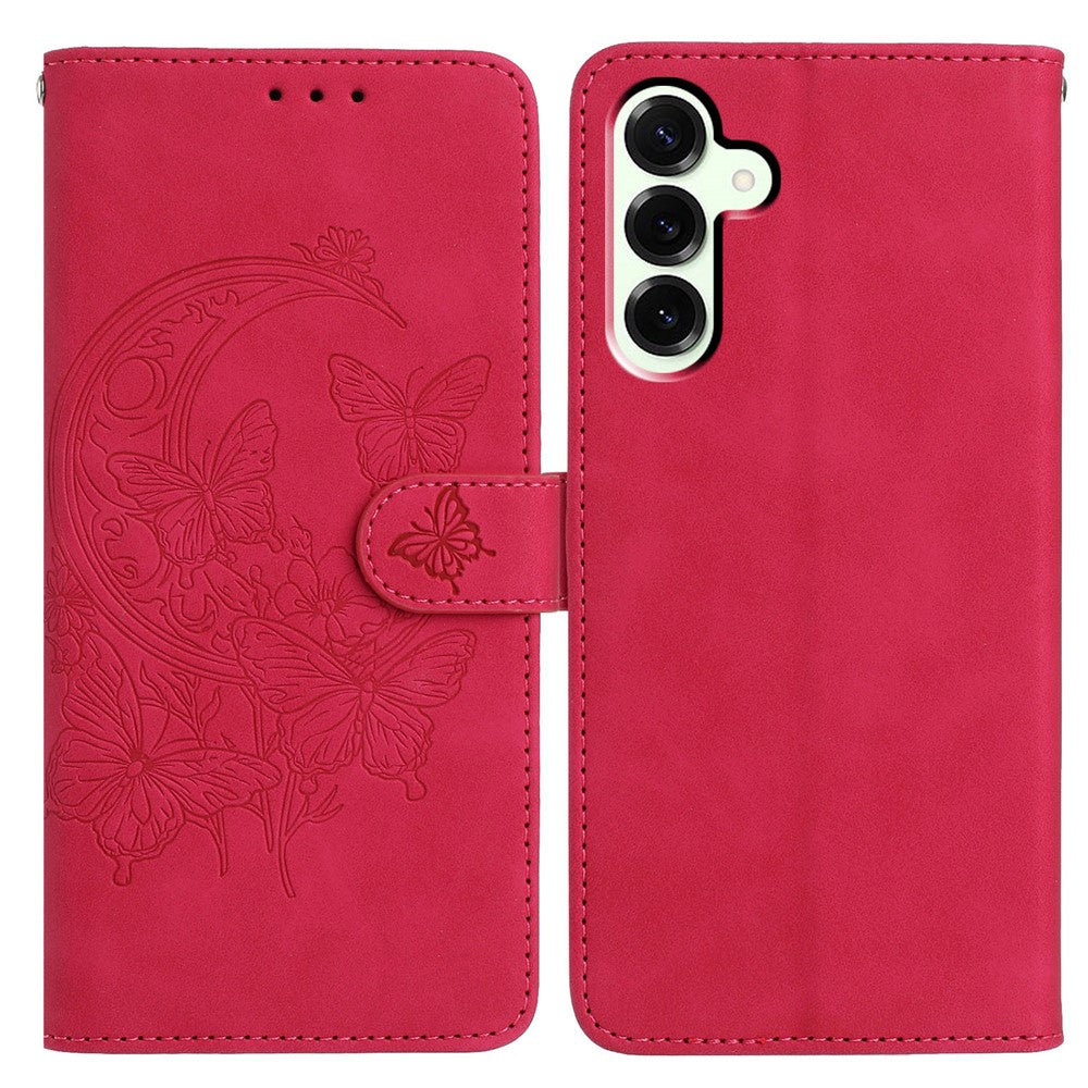 For Samsung Galaxy M36 5G Case Butterfly Flower Imprinted PU Leather Wallet Stand Phone Cover