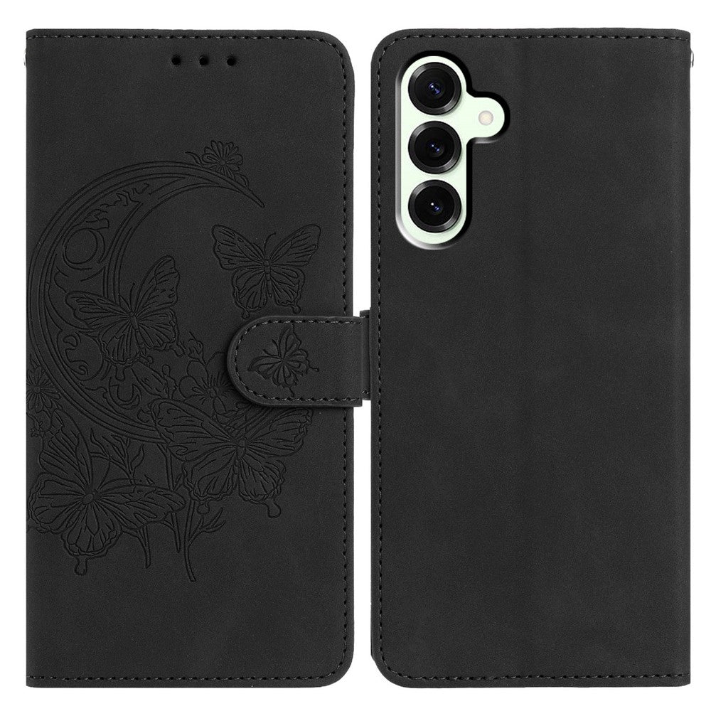 For Samsung Galaxy M36 5G Case Butterfly Flower Imprinted PU Leather Wallet Stand Phone Cover