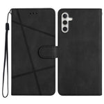 For Samsung Galaxy M36 5G Wallet Case Line Imprinted Skin-Touch Leather Flip Phone Cover