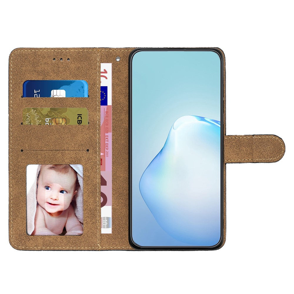 For Samsung Galaxy M36 5G Wallet Case Line Imprinted Skin-Touch Leather Flip Phone Cover