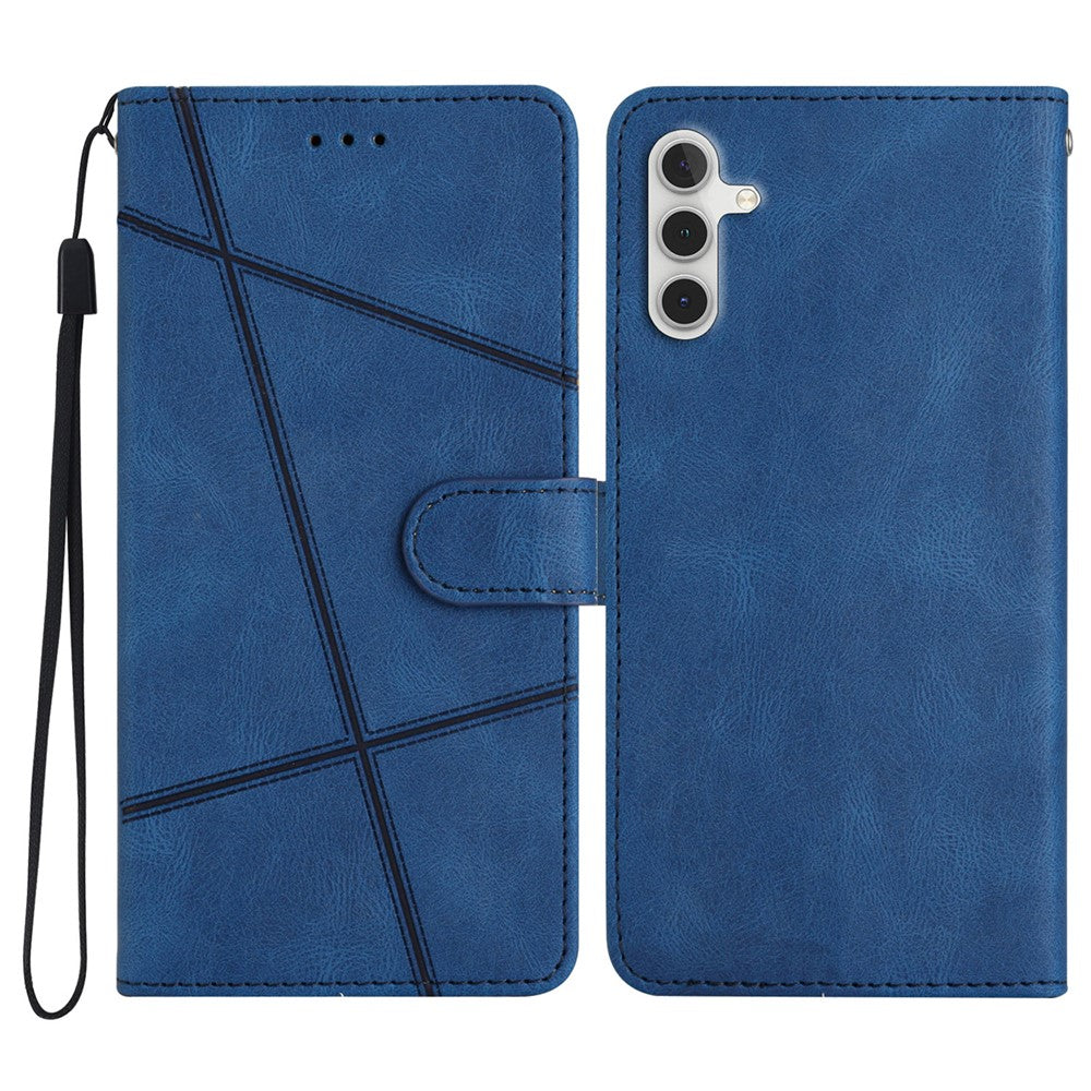 For Samsung Galaxy M36 5G Wallet Case Line Imprinted Skin-Touch Leather Flip Phone Cover