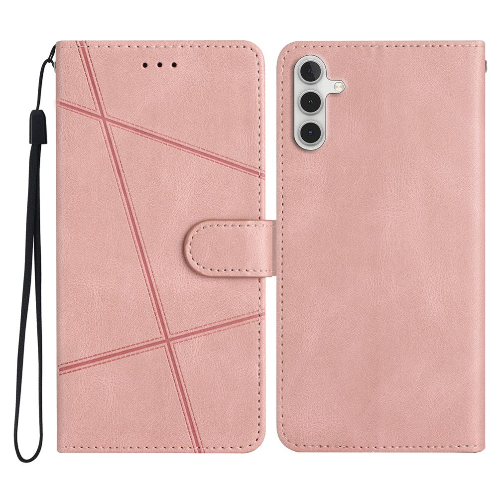 For Samsung Galaxy M36 5G Wallet Case Line Imprinted Skin-Touch Leather Flip Phone Cover