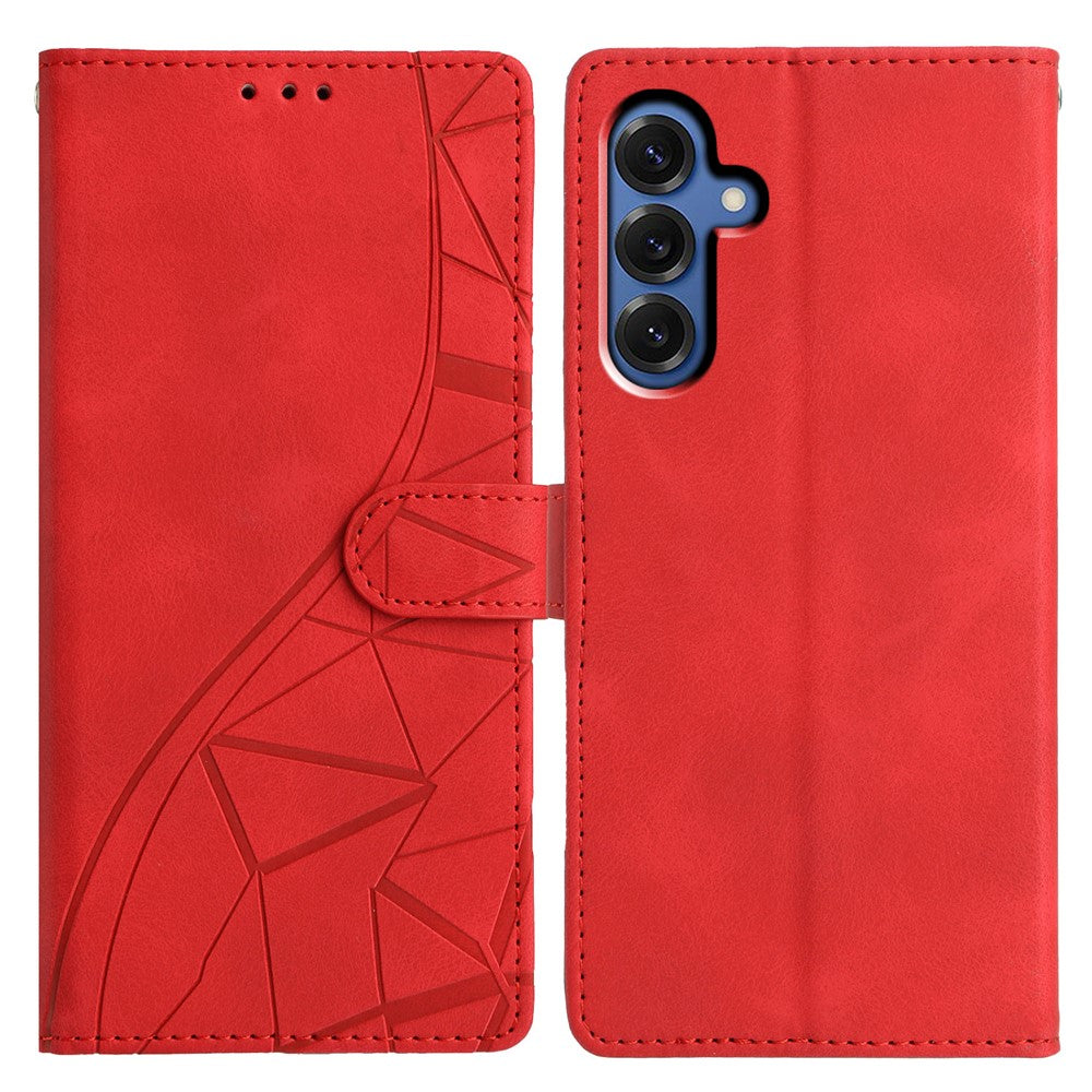 For Samsung Galaxy S25 FE Case Wallet Stand Imprinted Triangle Pattern Leather Phone Flip Cover