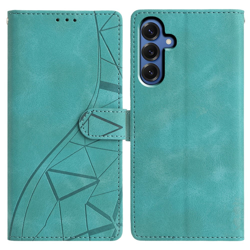 Til Samsung Galaxy M36 5G Etui Pung Stativ Præget Trekantmønster Læder Telefon Flip Cover