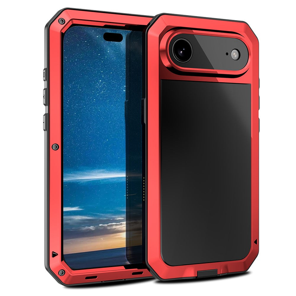 For iPhone Air Case Silicone + Metal Phone Cover with Tempered Glass Screen Protector