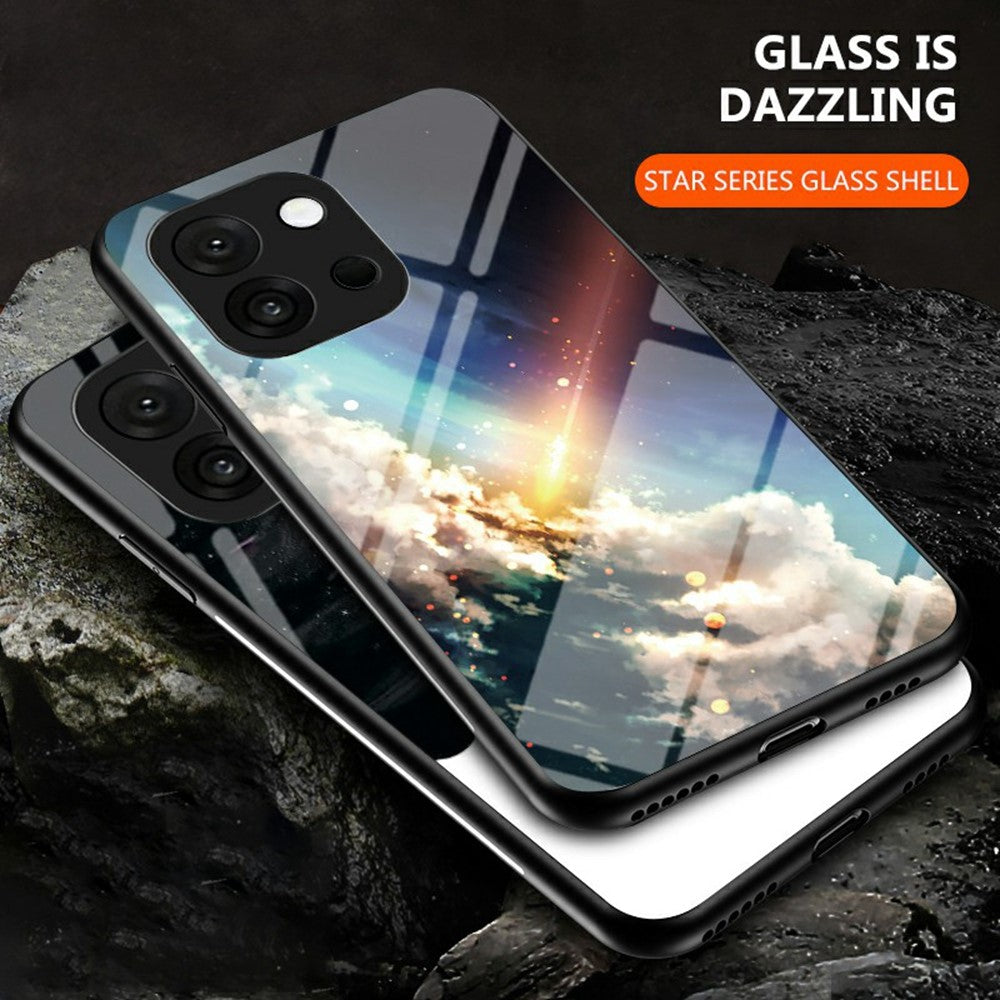 For OnePlus 13T 5G Case Starry Sky Pattern Tempered Glass Phone Cover