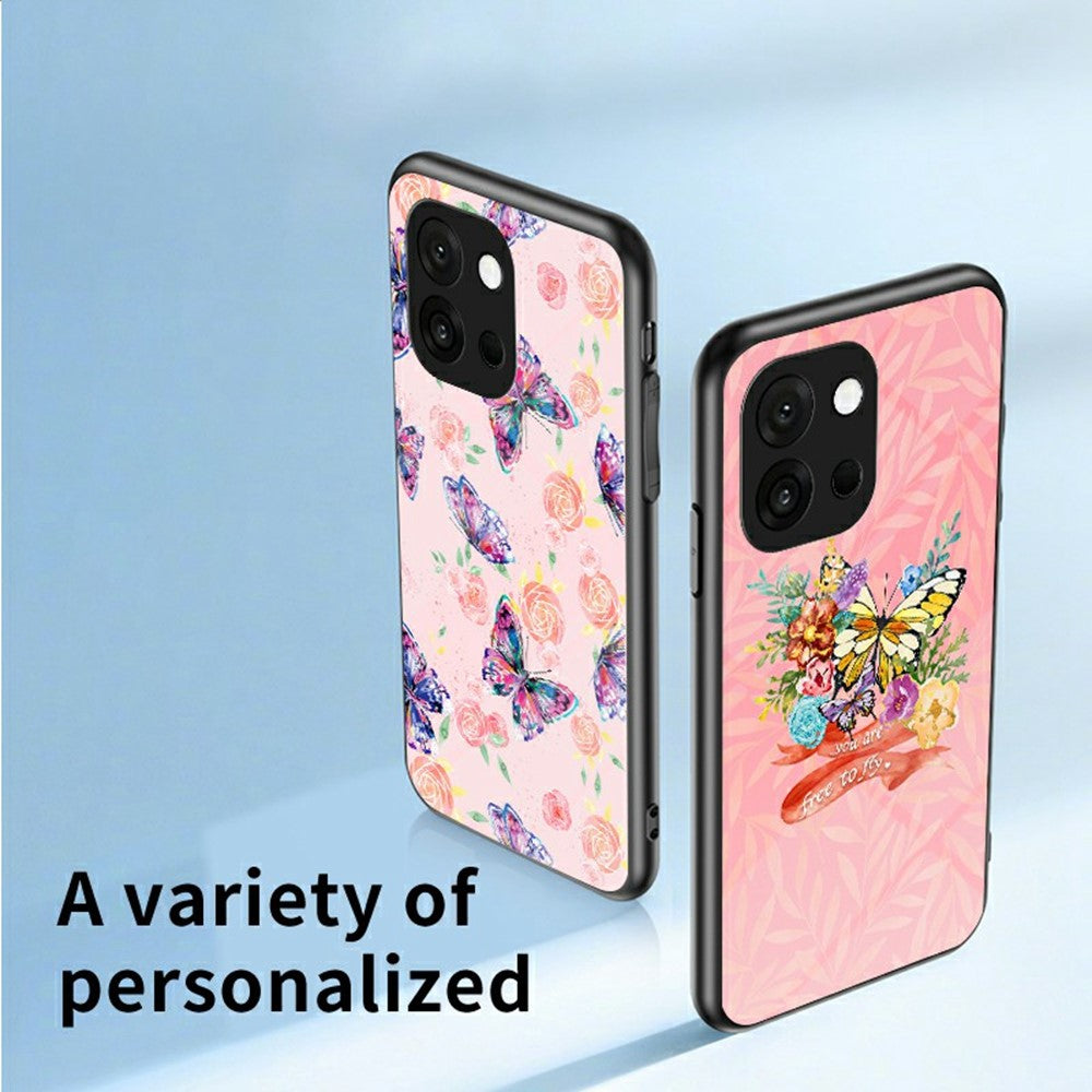 For OnePlus 13T 5G Case Butterfly Pattern TPU + Tempered Glass Protective Phone Cover