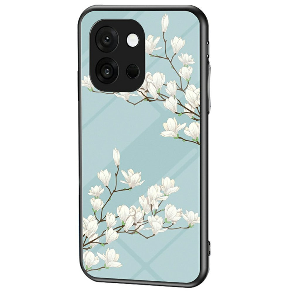 For OnePlus 13T 5G Case Floral Pattern TPU + Tempered Glass Protective Phone Cover