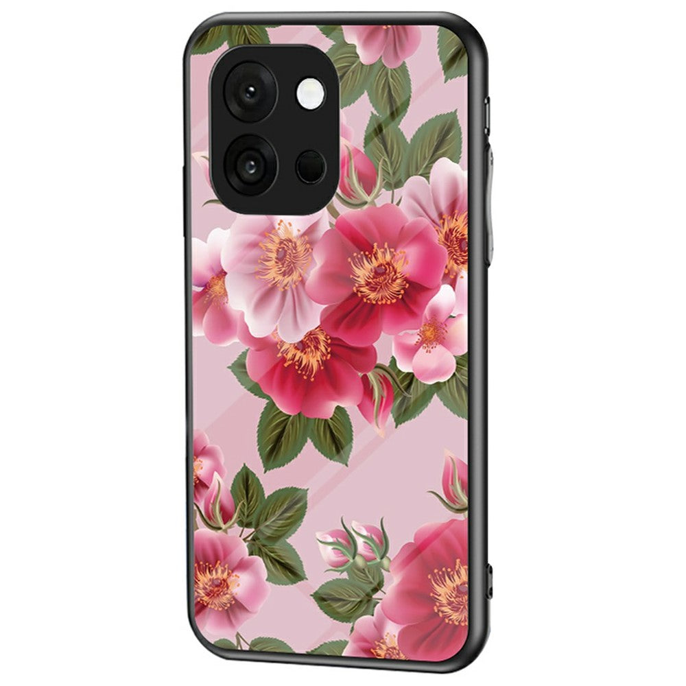 For OnePlus 13T 5G Case Floral Pattern TPU + Tempered Glass Protective Phone Cover