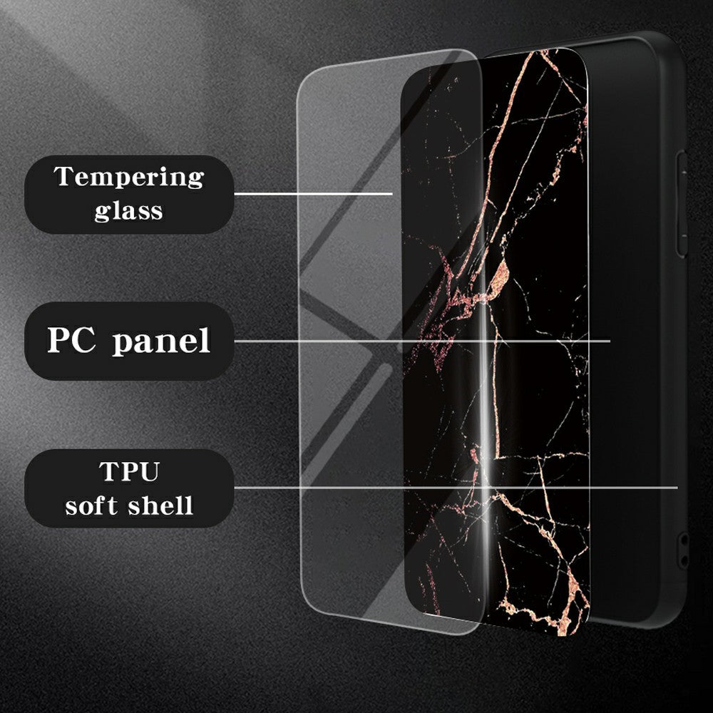 For OnePlus 13T 5G Case Marble Pattern Tempered Glass + PC + TPU Protective Phone Cover