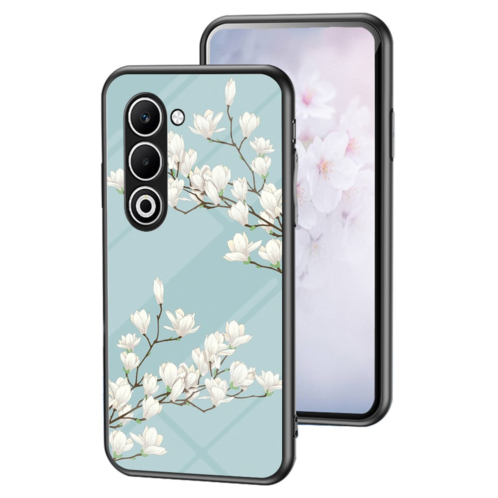 For Oppo A5 5G Case Floral Pattern TPU + Tempered Glass Protective Phone Cover