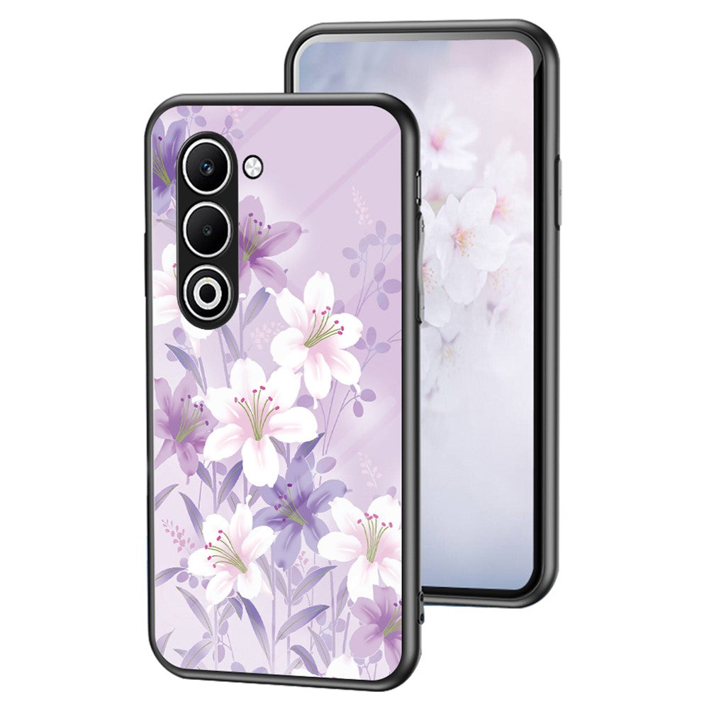 For Oppo A5 5G Case Floral Pattern TPU + Tempered Glass Protective Phone Cover