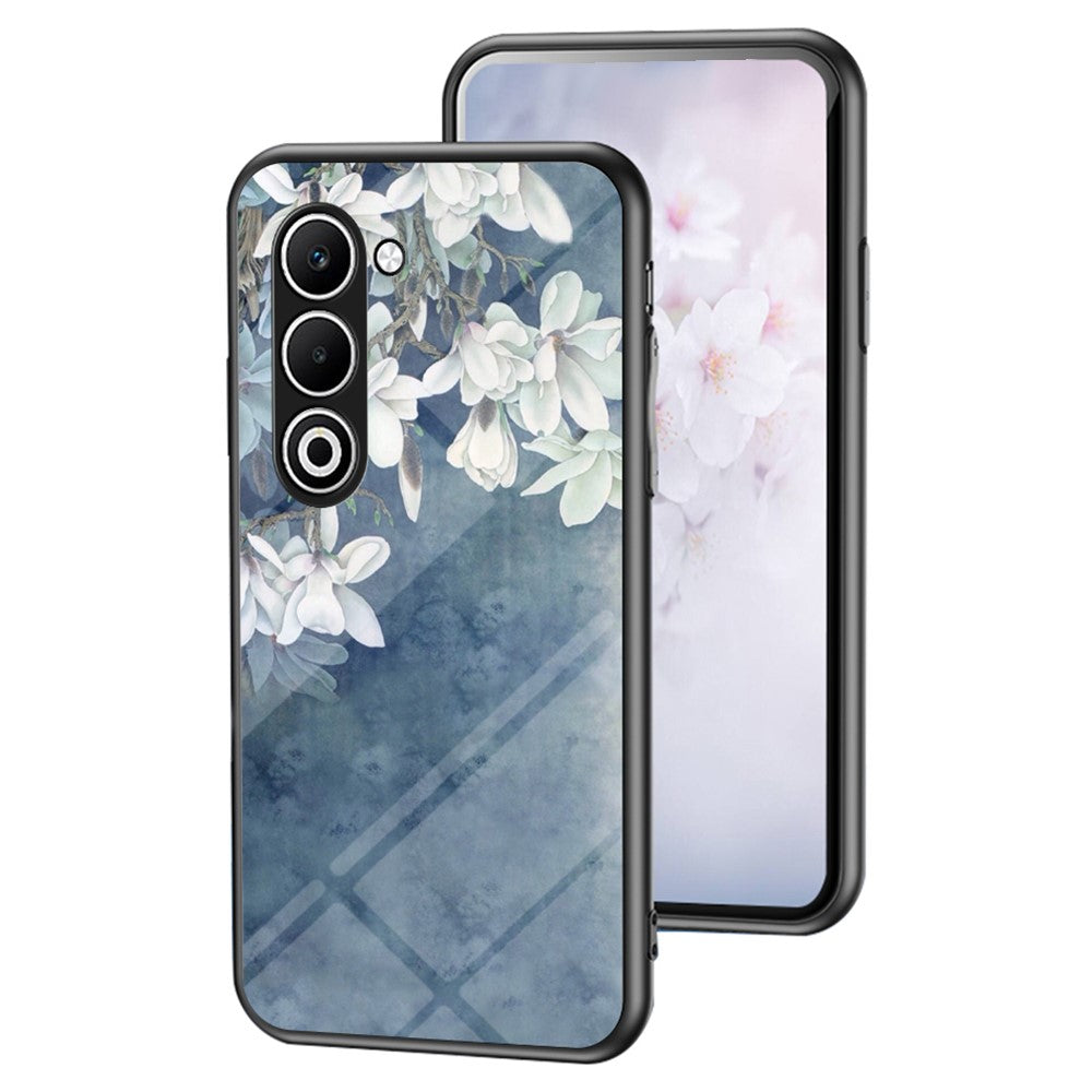 For Oppo A5 5G Case Floral Pattern TPU + Tempered Glass Protective Phone Cover