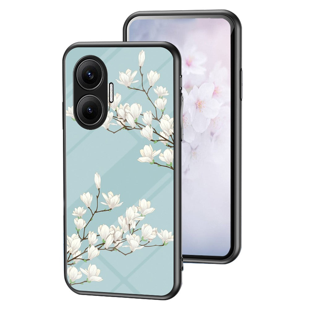 Xiaomi Poco F7 5G / Redmi Turbo 4 Pro 5G Skal Blommönster TPU + Härdat Glas Skyddande mobilskal