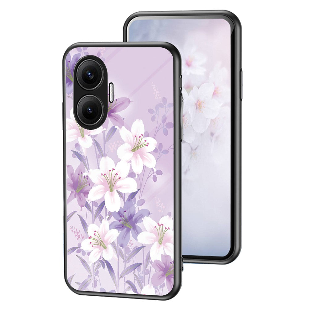 Xiaomi Poco F7 5G / Redmi Turbo 4 Pro 5G Skal Blommönster TPU + Härdat Glas Skyddande mobilskal