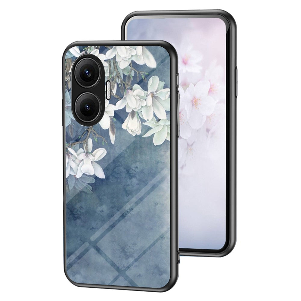Xiaomi Poco F7 5G / Redmi Turbo 4 Pro 5G Skal Blommönster TPU + Härdat Glas Skyddande mobilskal