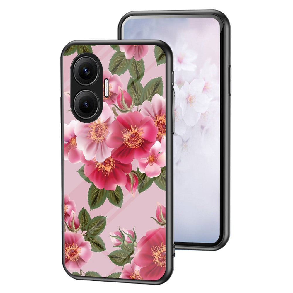 Xiaomi Poco F7 5G / Redmi Turbo 4 Pro 5G Skal Blommönster TPU + Härdat Glas Skyddande mobilskal