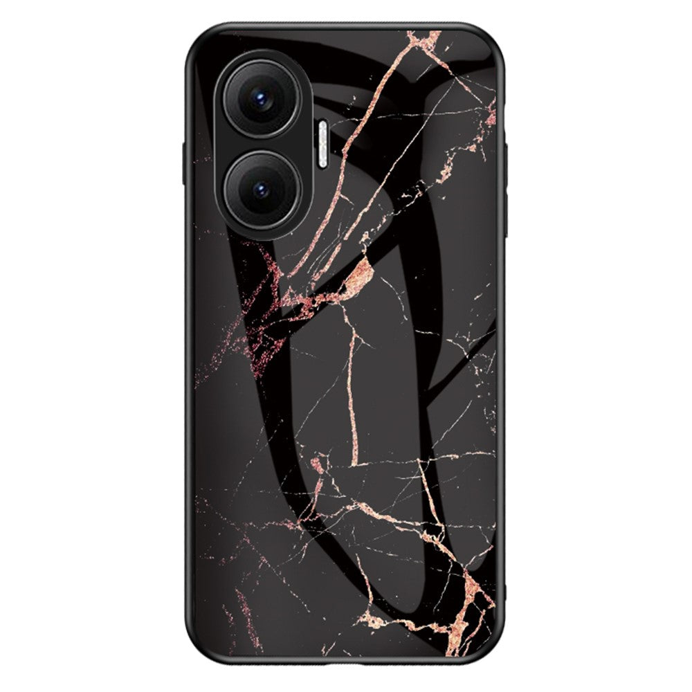 For Xiaomi Poco F7 5G / Redmi Turbo 4 Pro 5G Case Marble Pattern Tempered Glass + PC + TPU Protective Phone Cover