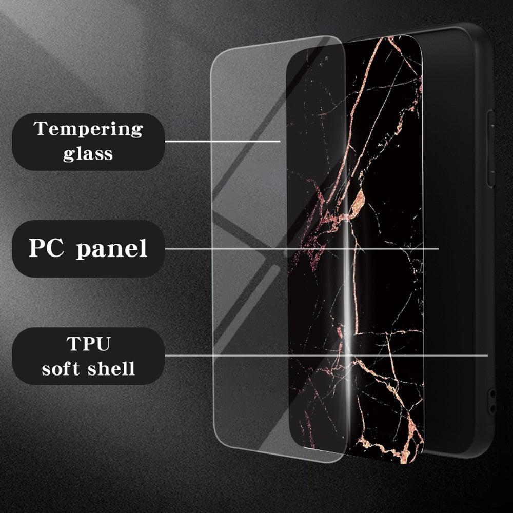 For Xiaomi Poco F7 5G / Redmi Turbo 4 Pro 5G Case Marble Pattern Tempered Glass + PC + TPU Protective Phone Cover