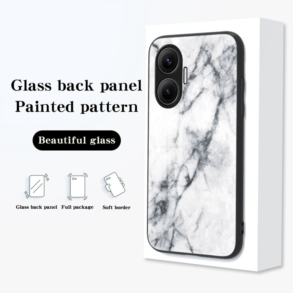For Xiaomi Poco F7 5G / Redmi Turbo 4 Pro 5G Case Marble Pattern Tempered Glass + PC + TPU Protective Phone Cover