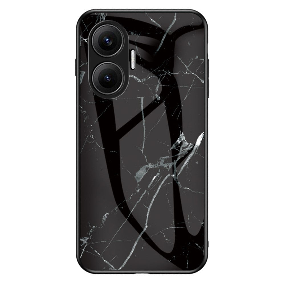 For Xiaomi Poco F7 5G / Redmi Turbo 4 Pro 5G Case Marble Pattern Tempered Glass + PC + TPU Protective Phone Cover