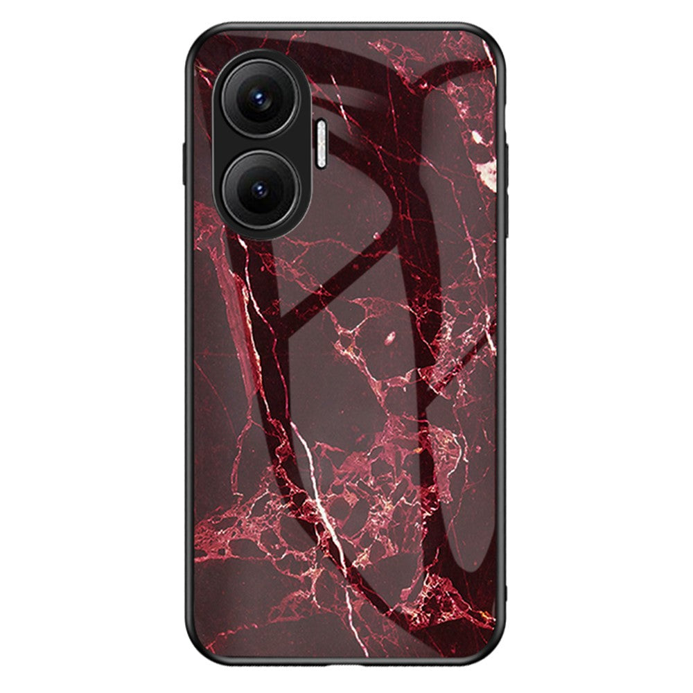 For Xiaomi Poco F7 5G / Redmi Turbo 4 Pro 5G Case Marble Pattern Tempered Glass + PC + TPU Protective Phone Cover