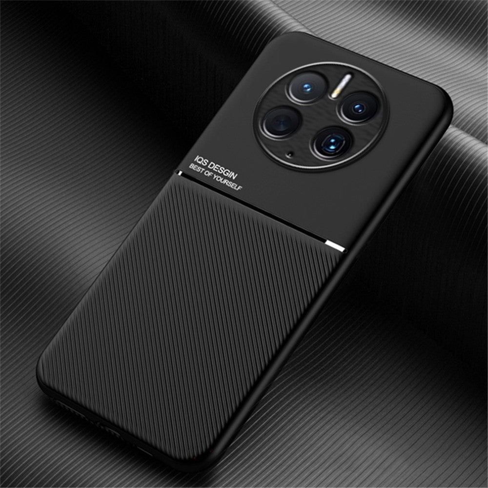 Cellphone Case for Huawei Mate 50 Pro 4G, Lines Imprinted PU Leather+TPU Hybrid Shell with Built-in Metal Sheet
