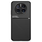 Cellphone Case for Huawei Mate 50 Pro 4G, Lines Imprinted PU Leather+TPU Hybrid Shell with Built-in Metal Sheet