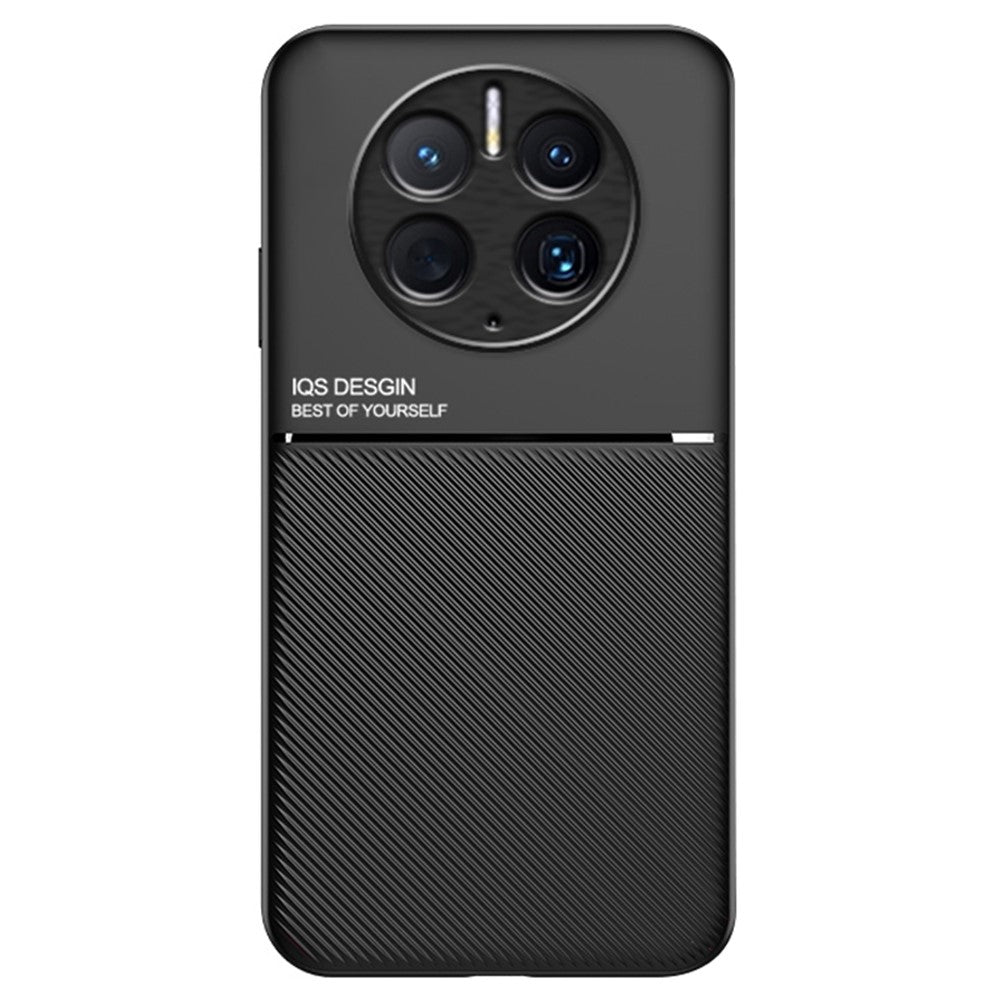 Cellphone Case for Huawei Mate 50 Pro 4G, Lines Imprinted PU Leather+TPU Hybrid Shell with Built-in Metal Sheet