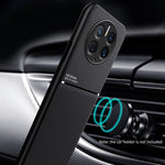 Cellphone Case for Huawei Mate 50 Pro 4G, Lines Imprinted PU Leather+TPU Hybrid Shell with Built-in Metal Sheet