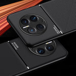 Cellphone Case for Huawei Mate 50 Pro 4G, Lines Imprinted PU Leather+TPU Hybrid Shell with Built-in Metal Sheet