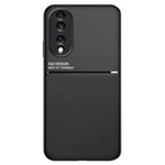 Mobiltelefoncover til Honor 70 5G, Droptestet Cover med Prægede Linjer i PU-læder + TPU Hybridskal med Indbygget Metalplade