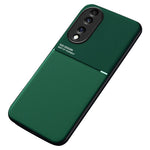 Mobiltelefoncover til Honor 70 5G, Droptestet Cover med Prægede Linjer i PU-læder + TPU Hybridskal med Indbygget Metalplade