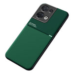 Cellphone Case for Oppo Reno8 5G (Global Version) / Reno8 5G, Shock Absorbing Lines Imprinted PU Leather+TPU Hybrid Shell with Built-in Metal Sheet