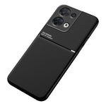 Mobiltelefonetui til Oppo Reno8 Pro 5G (global version) / Reno8 Pro+ (Kina) 5G, ridsefast PU-læder med prægede linjer + TPU-hybridskal med indbygget metalplade