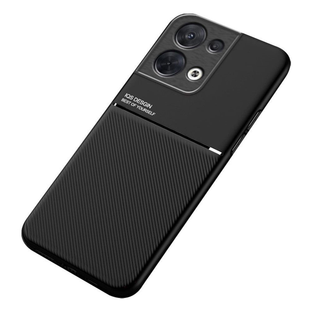 Mobiltelefonetui til Oppo Reno8 Pro 5G (global version) / Reno8 Pro+ (Kina) 5G, ridsefast PU-læder med prægede linjer + TPU-hybridskal med indbygget metalplade