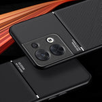 Mobiltelefonetui til Oppo Reno8 Pro 5G (global version) / Reno8 Pro+ (Kina) 5G, ridsefast PU-læder med prægede linjer + TPU-hybridskal med indbygget metalplade