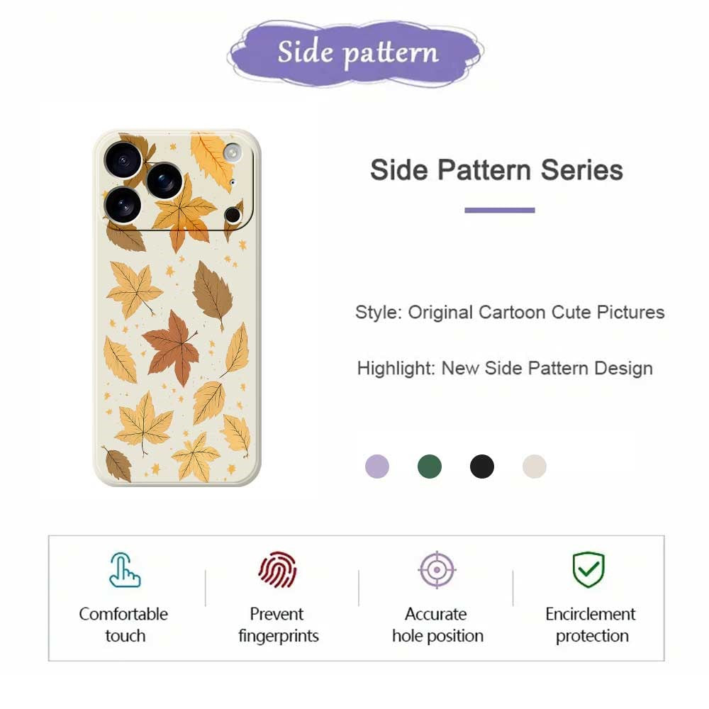 For iPhone 18 Pro Max / 17 Pro Max Case Maple Leaves Pattern Printing Straight Edge TPU Phone Back Cover